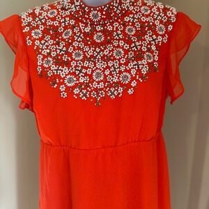 ASOS Red Floral Embellished Midi Dress